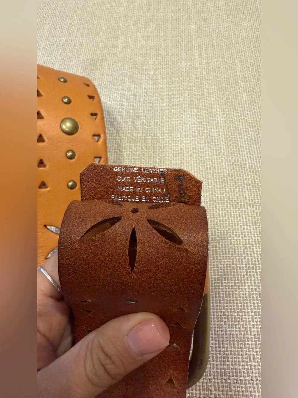 Western Style Genuine Leather Cutout Brown Women’s Belt Size S